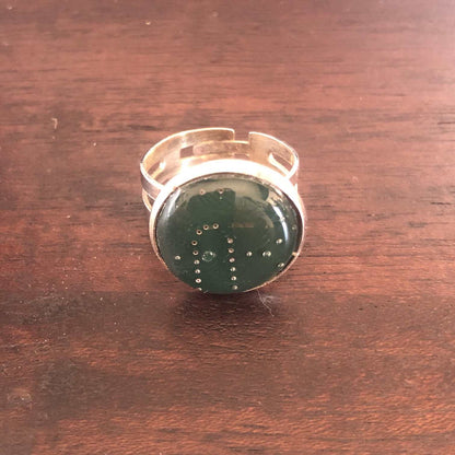 Anillo plated con techie verde 16mm talla regulable ref 1901