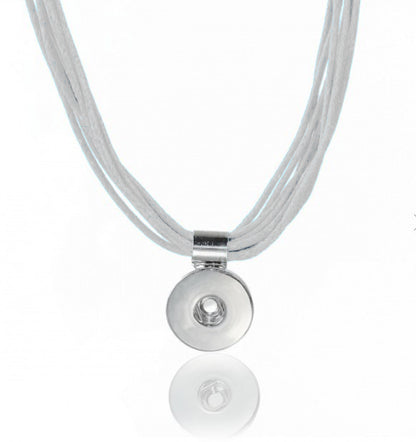 Colgante con collar de cuerdas blanco para botón Snap(click)