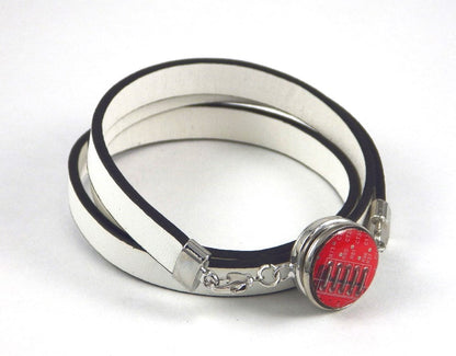 Pulsera similpiel blanca tres vueltas para botón Snap