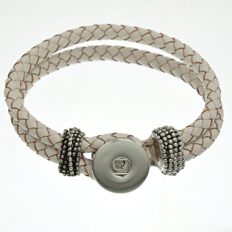 Pulsera en piel blanca para botón Snap